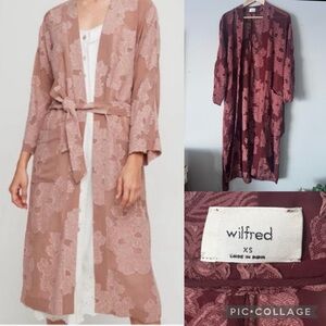 Wilfred Veste Durante Jacket duster Kimono sz XS  ruatique burgundy floral